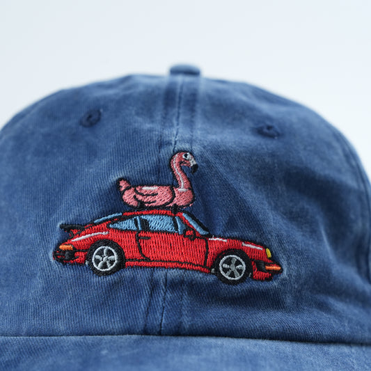 Porsche und Flamingo Cap I Blau Washed