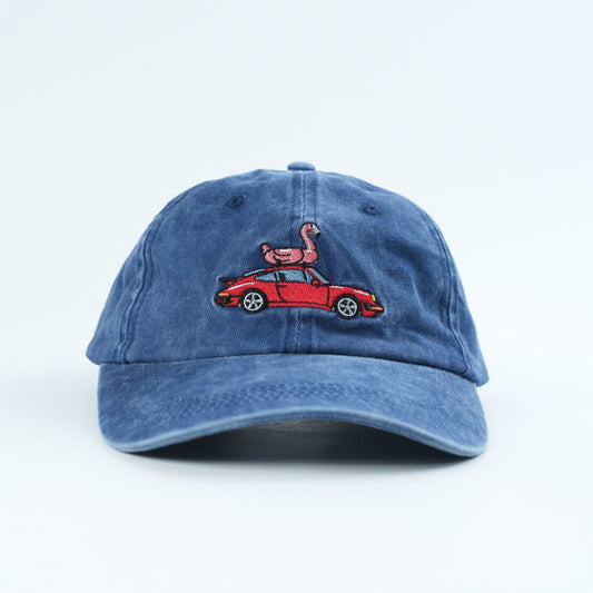 Porsche und Flamingo Cap I Blau Washed