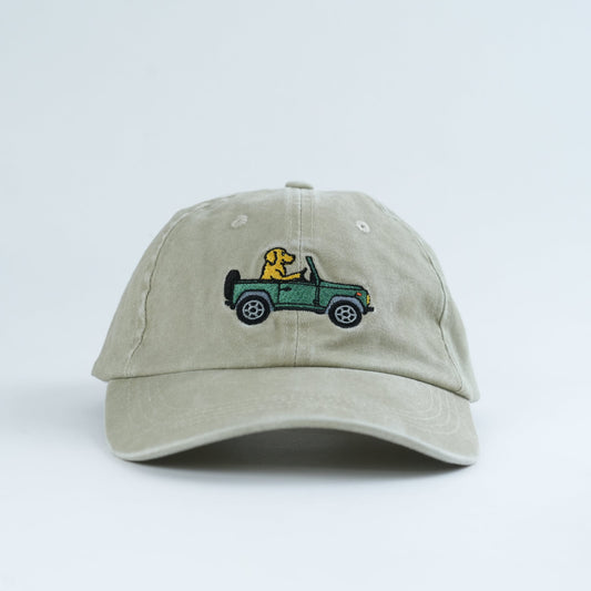 Hund in Jeep Cap I Beige-Grün Washed